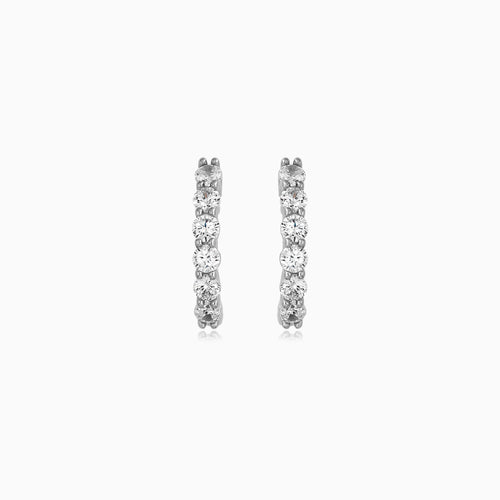 Sterling Silver Pavé Cubic Zirconia Huggie Earrings