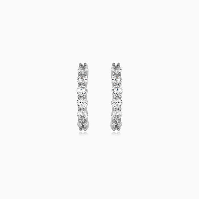 Sterling Silver Pavé Cubic Zirconia Huggie Earrings