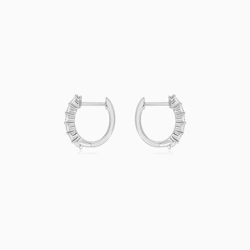 Sterling Silver Pavé Cubic Zirconia Huggie Earrings