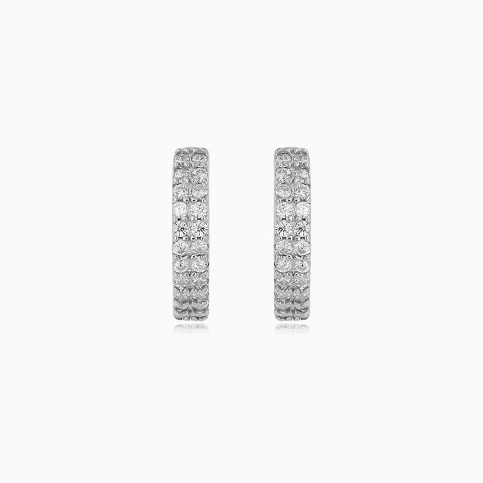 Stříbrné pavé náušnice typu huggie