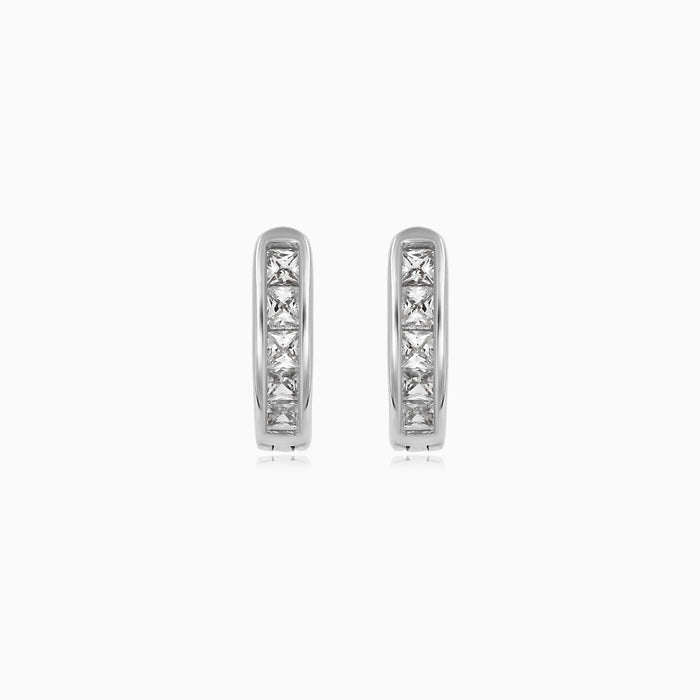 Sterling Silver Princess Cut Huggie Earrings