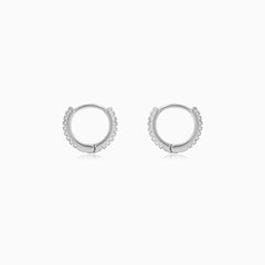 Sterling Silver Pavé Hoop Earrings