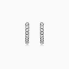 Sterling Silver Pavé Hoop Earrings