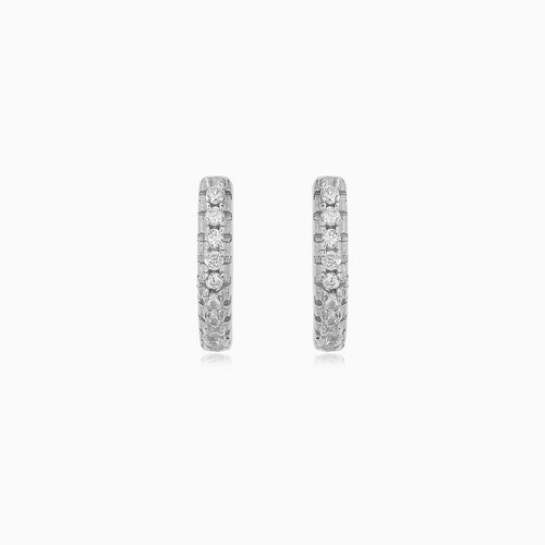 Sterling Silver Pavé Hoop Earrings