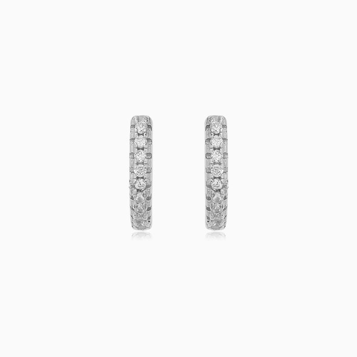 Sterling Silver Pavé Hoop Earrings