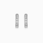 Sterling Silver Channel Set Hoop Earrings