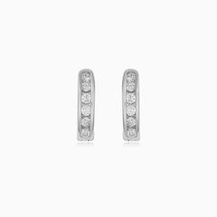 Sterling Silver Channel Set Hoop Earrings