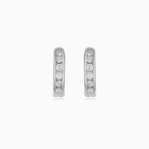Sterling Silver Channel Set Hoop Earrings