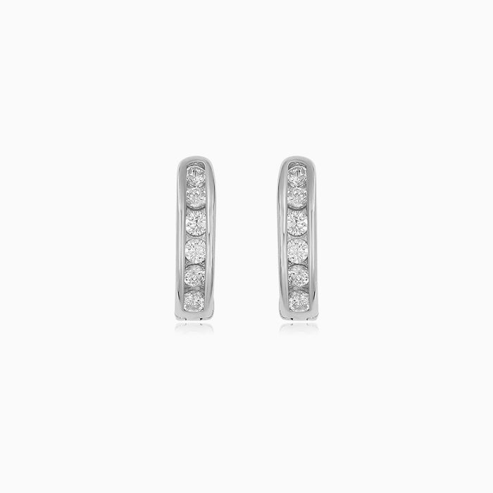 Sterling Silver Channel Set Hoop Earrings