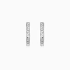 Sterling Silver Pavé Hoop Earrings