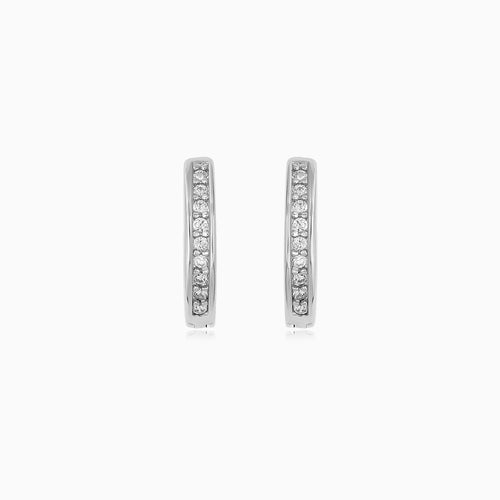 Sterling Silver Pavé Hoop Earrings