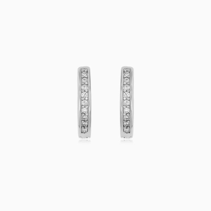 Sterling Silver Pavé Hoop Earrings