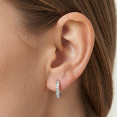 Sterling Silver Pavé Hoop Earrings