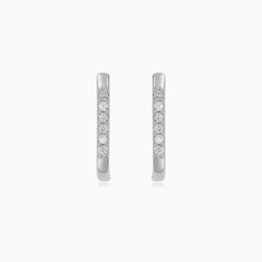 Sterling Silver Pavé Hoop Earrings