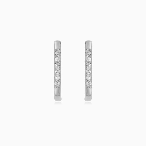 Sterling Silver Pavé Hoop Earrings