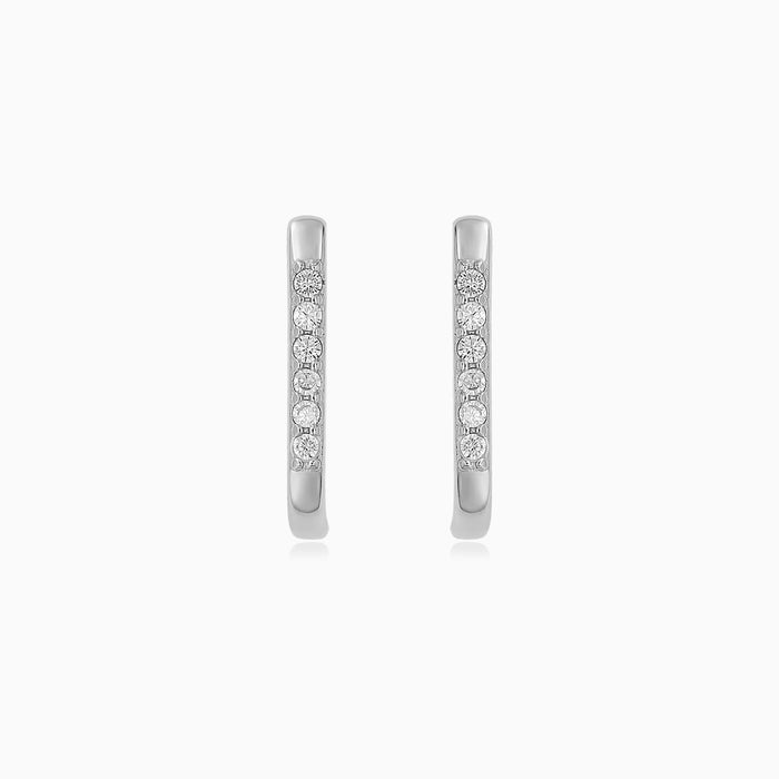 Sterling Silver Pavé Hoop Earrings