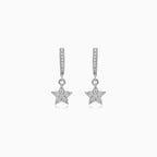 Sterling Silver Zircon Star Dangle Earrings