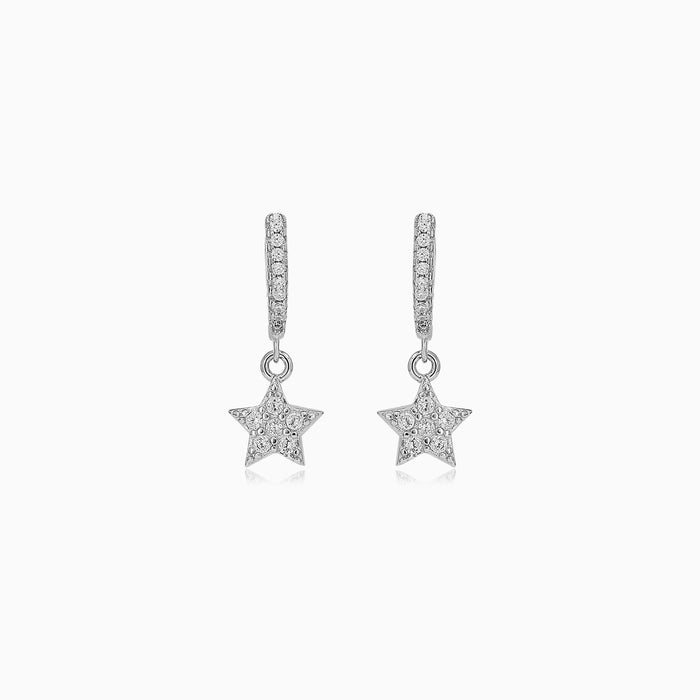 Sterling Silver Zircon Star Dangle Earrings