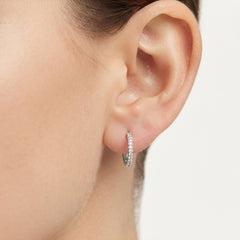 Sterling Silver Pavé Hoop Earrings