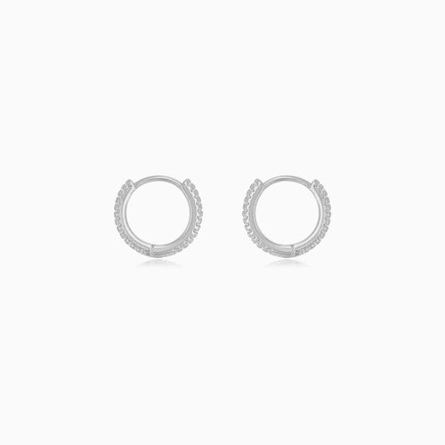 Sterling Silver Pavé Hoop Earrings