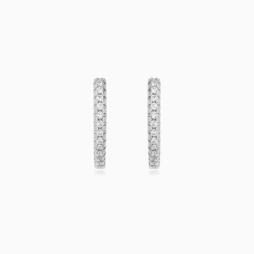 Sterling Silver Pavé Hoop Earrings