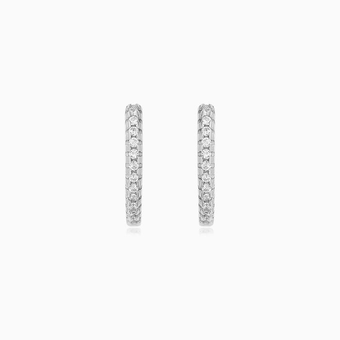 Sterling Silver Pavé Hoop Earrings