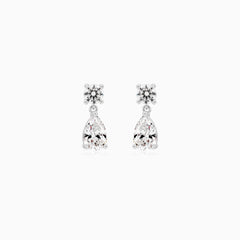 Sterling Silver Pear Zirconia Drop Earrings