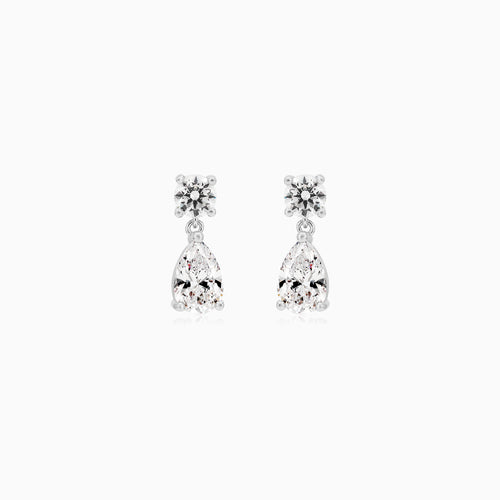 Sterling Silver Pear Zirconia Drop Earrings