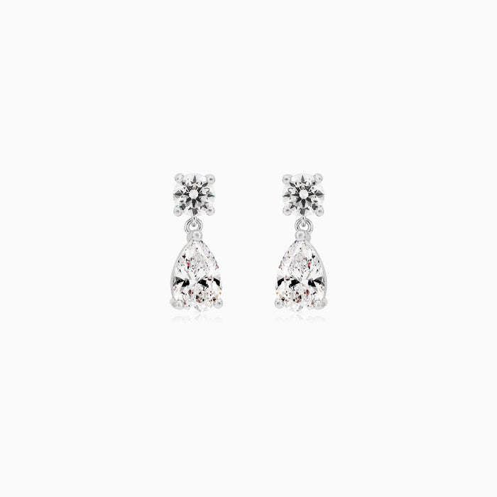 Sterling Silver Pear Zirconia Drop Earrings