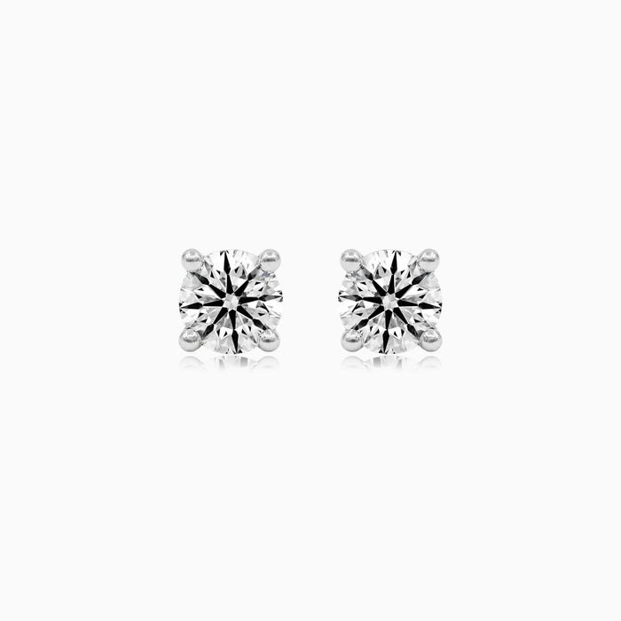 Sterling Silver Round Solitaire Stud Earrings