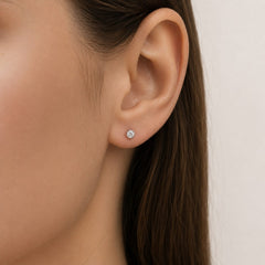 Sterling Silver Bezel-Set Cubic Zirconia Stud Earrings