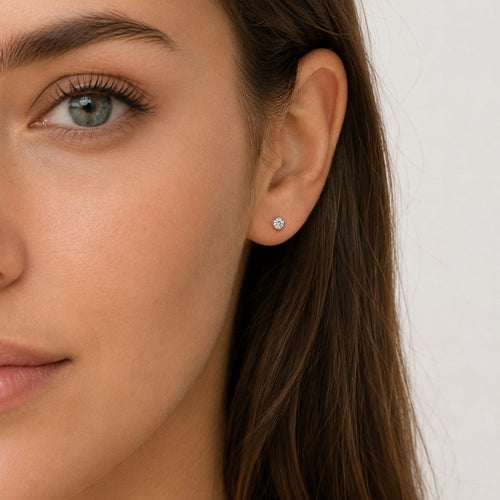 Sterling Silver Bezel-Set Cubic Zirconia Stud Earrings