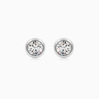 Sterling Silver Bezel Cubic Zirconia Stud Earrings