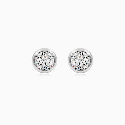 Sterling Silver Bezel Cubic Zirconia Stud Earrings