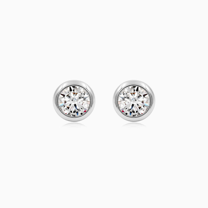 Sterling Silver Bezel Cubic Zirconia Stud Earrings