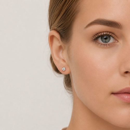 Sterling Silver Bezel Cubic Zirconia Stud Earrings