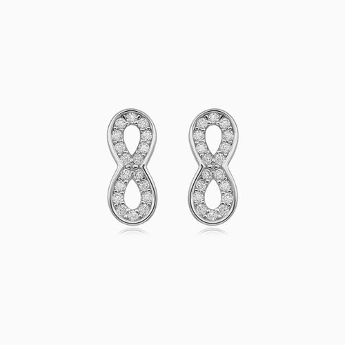 Sterling Silver Bezel-Set Infinity Stud Earrings
