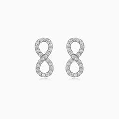 Sterling Silver Infinity Cubic Zirconia Stud Earrings