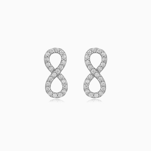 Sterling Silver Infinity Cubic Zirconia Stud Earrings