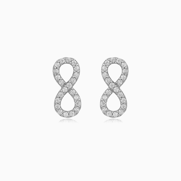 Sterling Silver Infinity Cubic Zirconia Stud Earrings