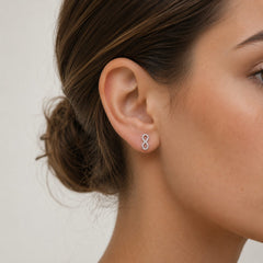 Sterling Silver Infinity Cubic Zirconia Stud Earrings