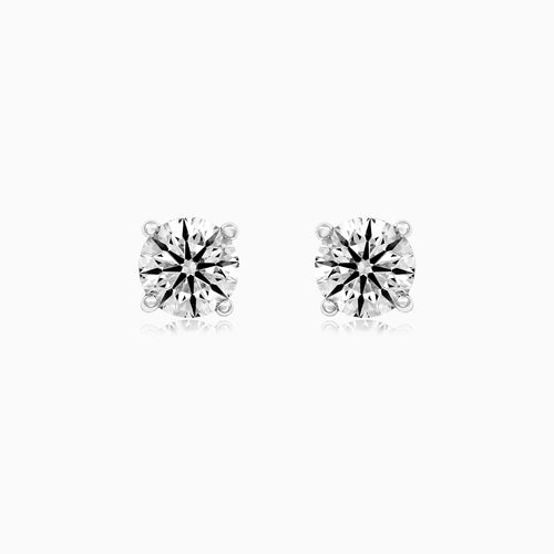 Sterling Silver Round Cubic Zirconia Solitaire Stud Earrings