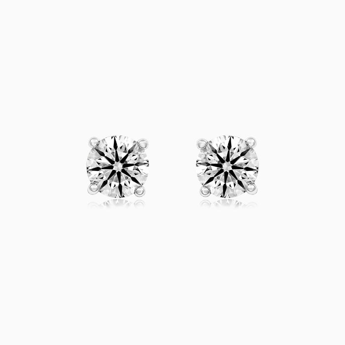 Sterling Silver Round Cubic Zirconia Solitaire Stud Earrings