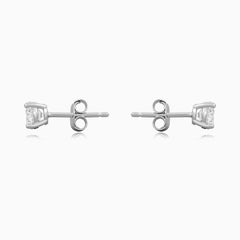 Sterling Silver Round Cubic Zirconia Solitaire Stud Earrings