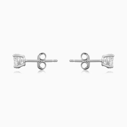 Sterling Silver Round Cubic Zirconia Solitaire Stud Earrings
