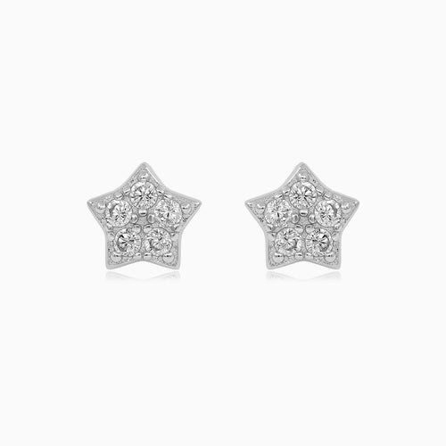 Sterling Silver Cubic Zirconia Star Stud Earrings