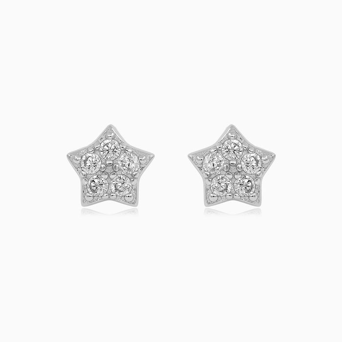 Sterling Silver Cubic Zirconia Star Stud Earrings