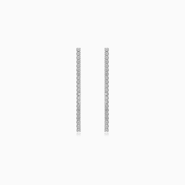 Sterling Silver Zirconia Bar Drop Earrings