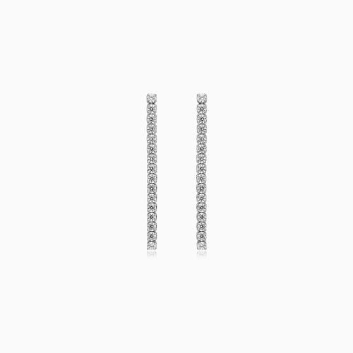 Sterling Silver Zirconia Bar Drop Earrings