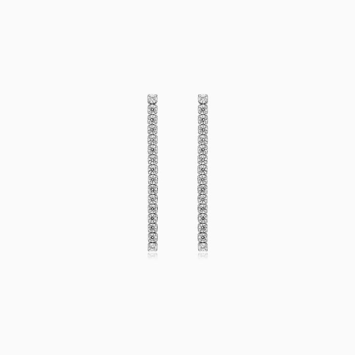 Sterling Silver Zirconia Bar Drop Earrings